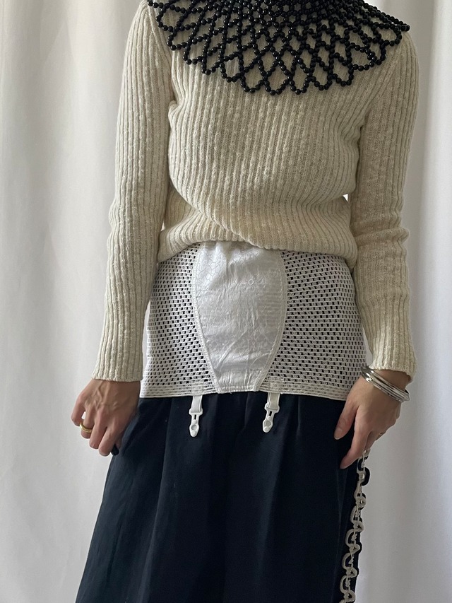 Vintage ivory mesh corset girdle