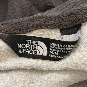 【THE NORTH FACE】ビッグロゴ 縦ロゴ プリント パーカー プルオーバー スウェット フーディー hoodie アウトドア M グレー ノースフェイス us古着