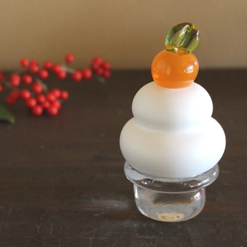 干支戌と毎年使えるガラスの鏡餅《お正月セット》