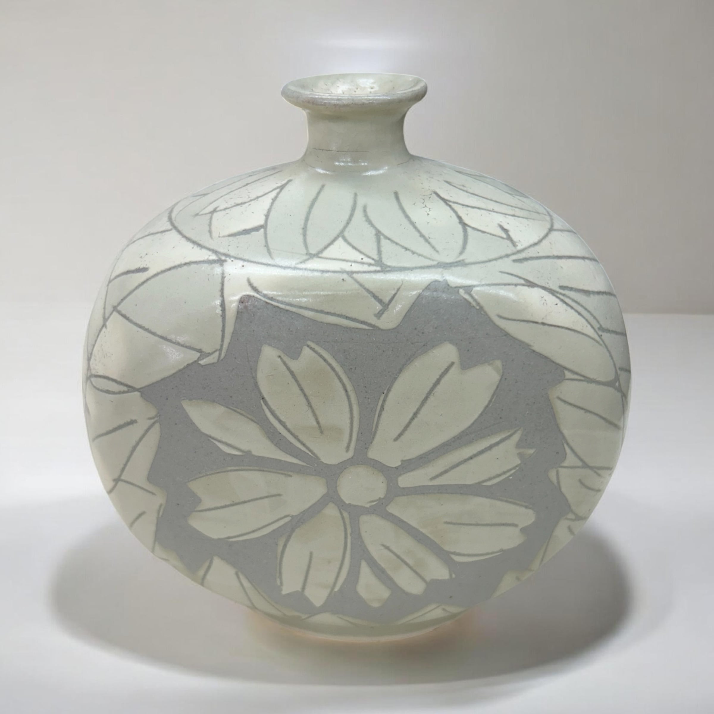 有田焼 花紋 花瓶 花器 扁壺 和モダン ヴィンテージ