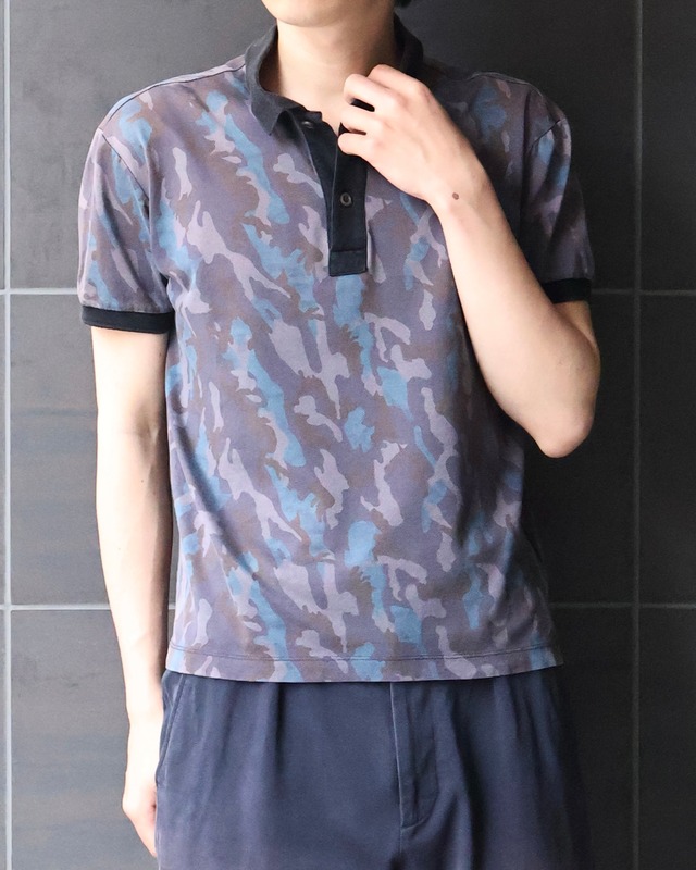 【prada】compact camouflage polo top