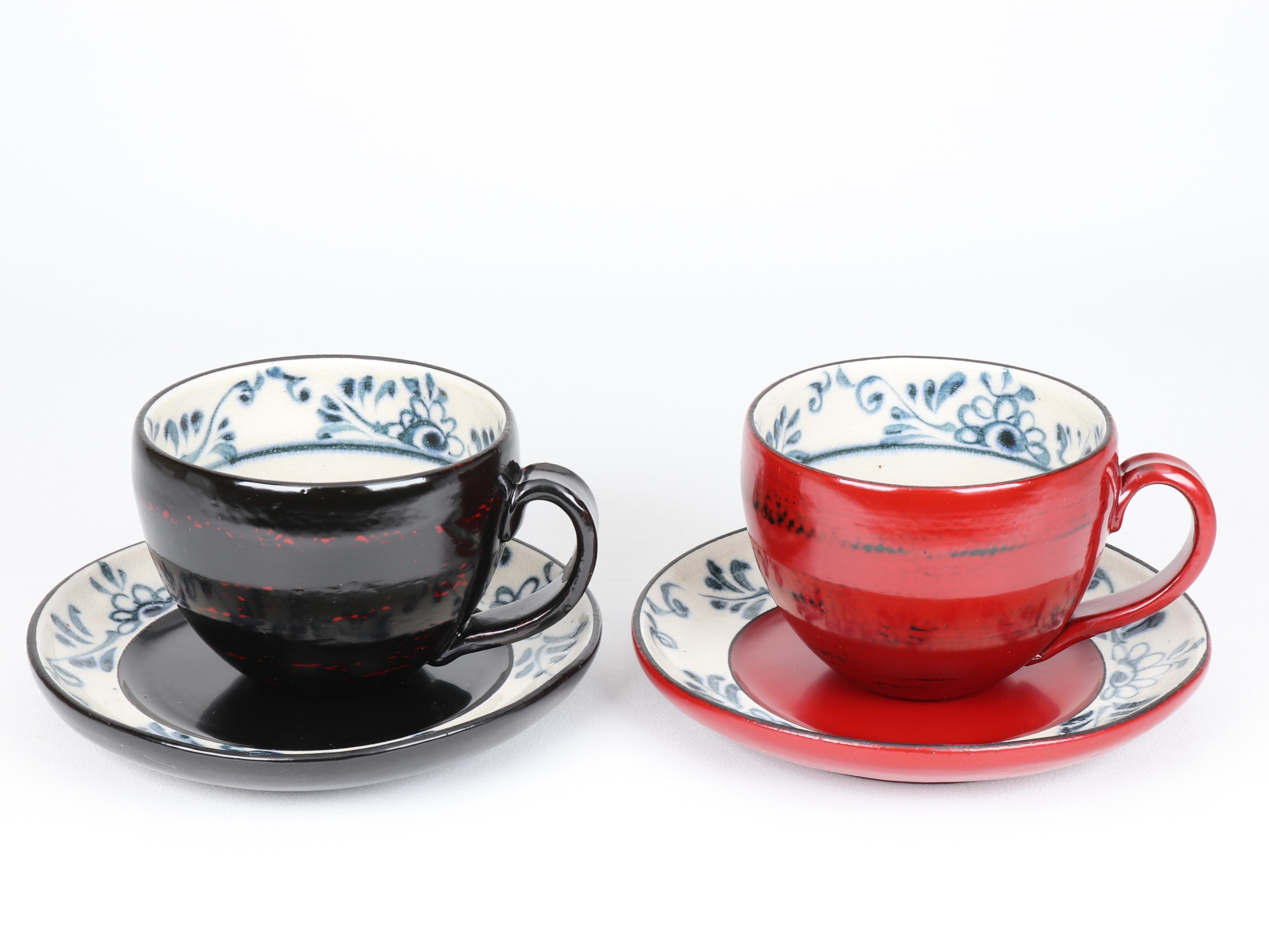 漆陶 デミタスコーヒーカップソーサー 花唐草 | 宗山窯