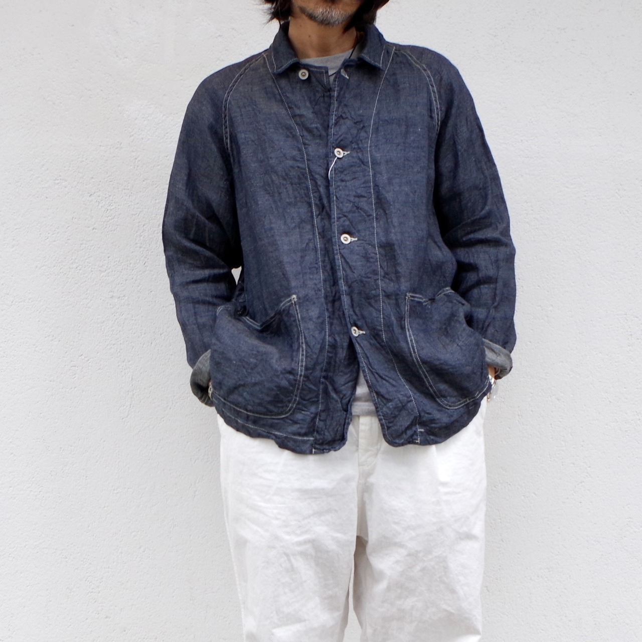 SAGE DE CRET  Coverall Jacket  "Linen Denim"