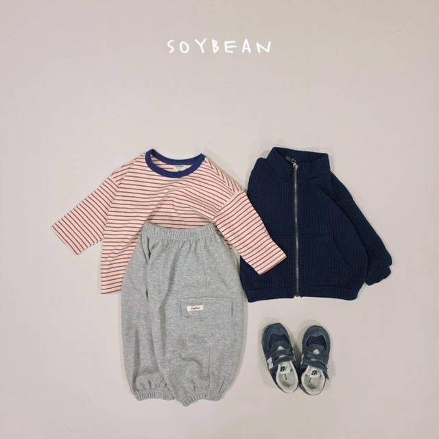 [即納S/M]≪soybean≫Captain stripe T red 11