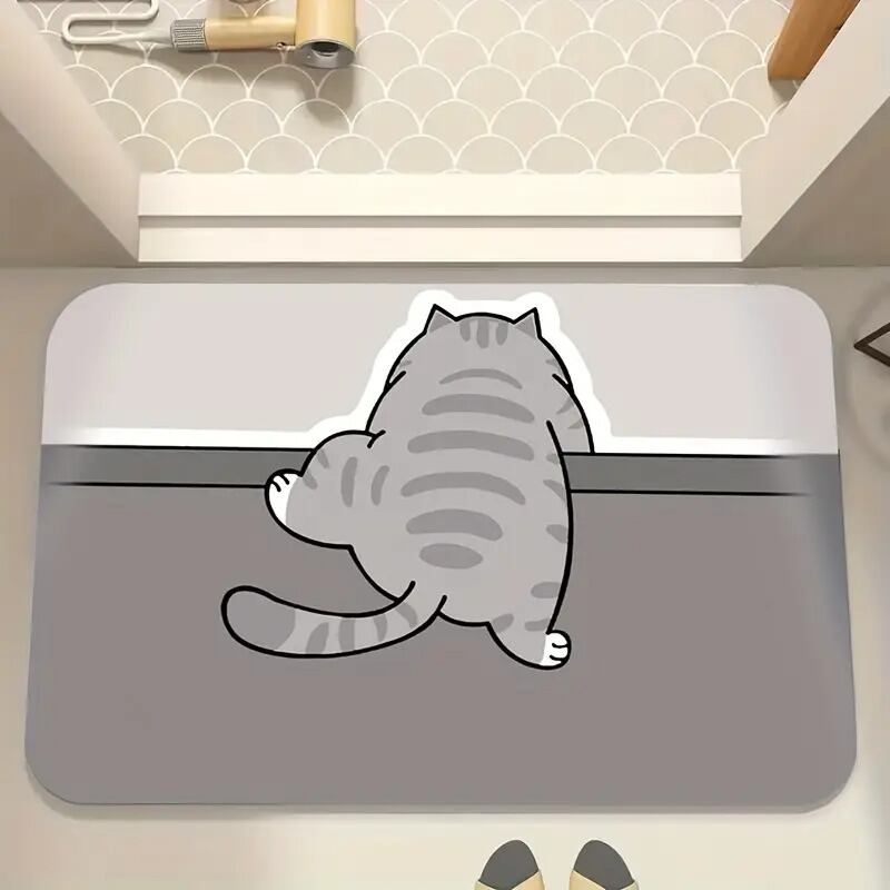 バスマット 猫 珪藻土 吸水 ソフト素材 おしゃれ かわいい インテリア