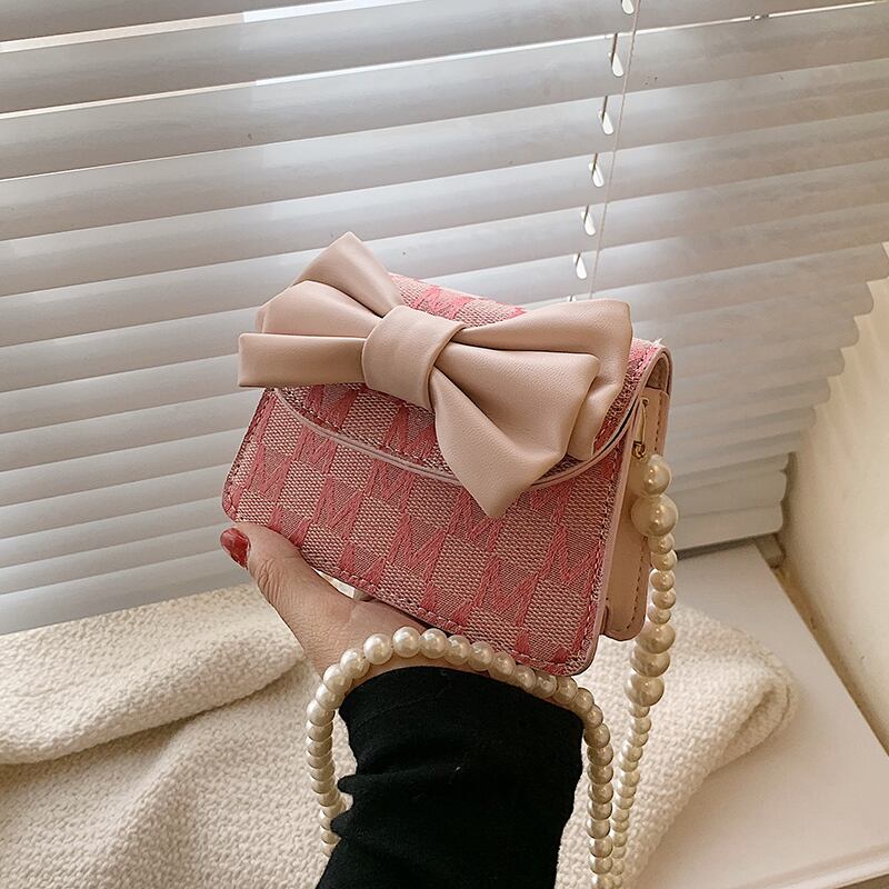 ミニサマーリボンパールチェーン 夏物 真珠 メッセンジャーバッグ ミニバッグ Tiancai_Wing_Bag74511605444