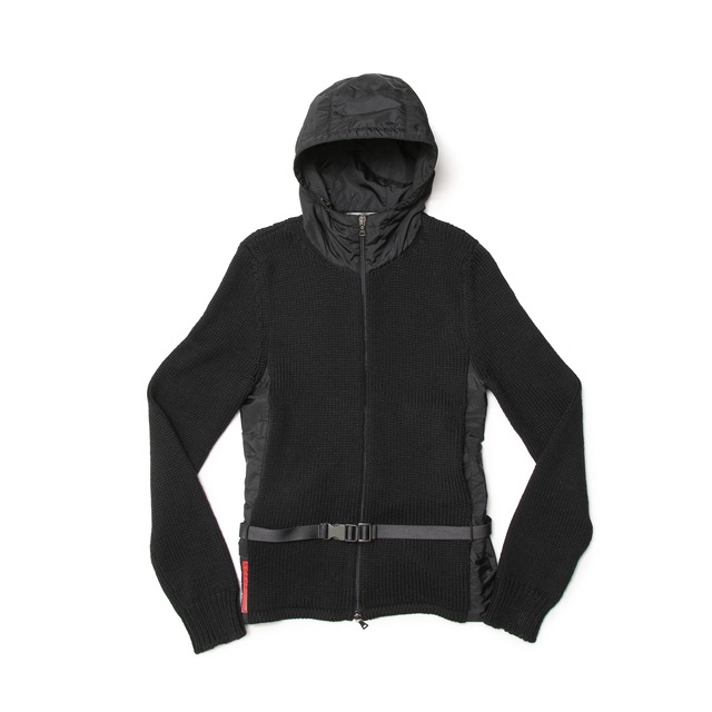 PRADA NylonSwitchingDriversKnitZipHoodieJacket