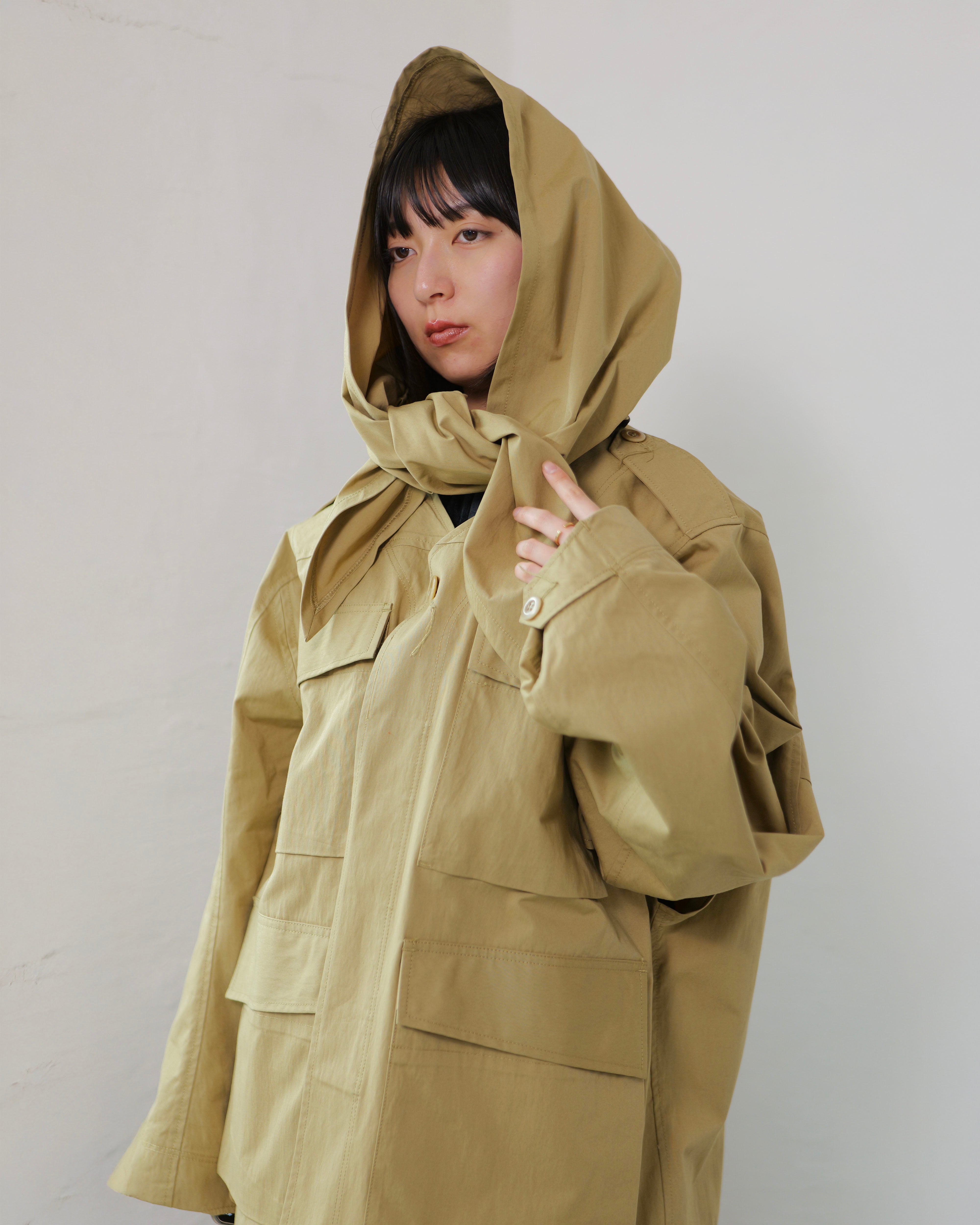 i'm here - Haoli Military Jacket ：Beige ｜フードストール