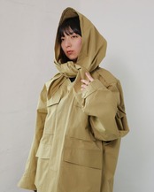 i’m here - Haoli Military Jacket :Beige |フードストールドッキング/2WAY/ウェザークロス 入荷予定:2026.01.17(各色 M 1点)
