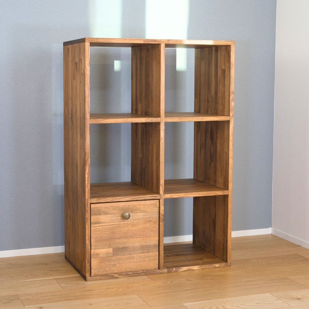 ワイドマスシェルフ 30cm角 2×3タイプ｜選べる脚付き・木製収納棚