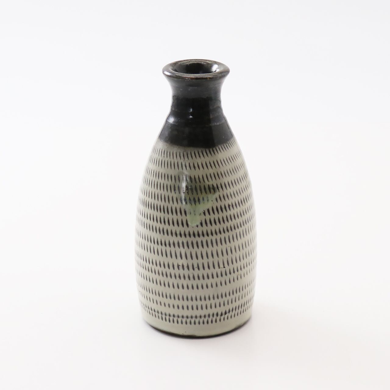 小鹿田焼 小袋窯 一合五勺徳利 飛びかんな/ドット 緑 高さ約14.5cm 陶器 和食器 酒器 民藝 花瓶