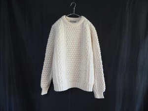 1980's IRELAND製 fisherman's sweater 42 /Ivory