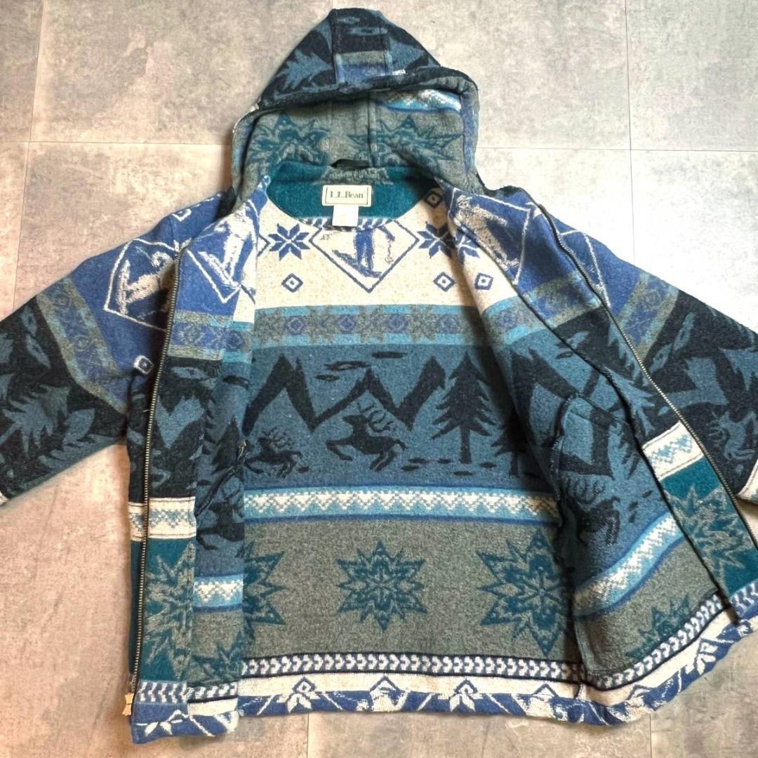 80's～90's Made In Portugal L.L.Bean Nordic Pattern Hooded Wool ...