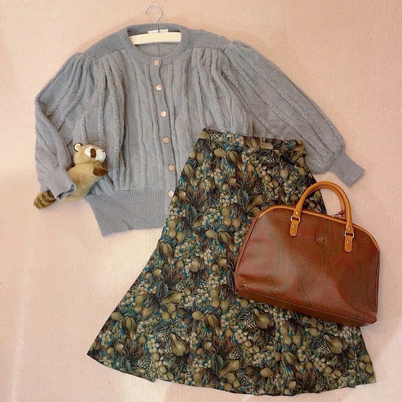 gray line mohair knit cardigan