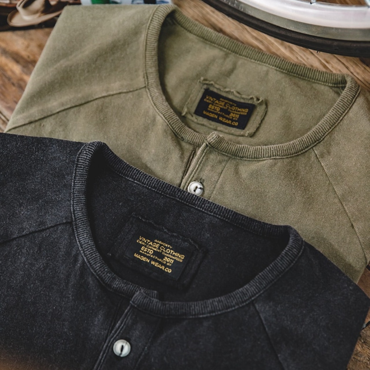 Retro Button Henley T-Shirt / レトロ ボタン ヘンリー Tシャツ
