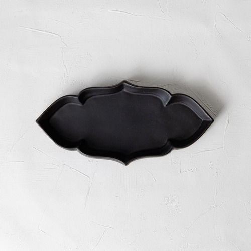 ［木下和美］K-2 黒輪花切立皿 M