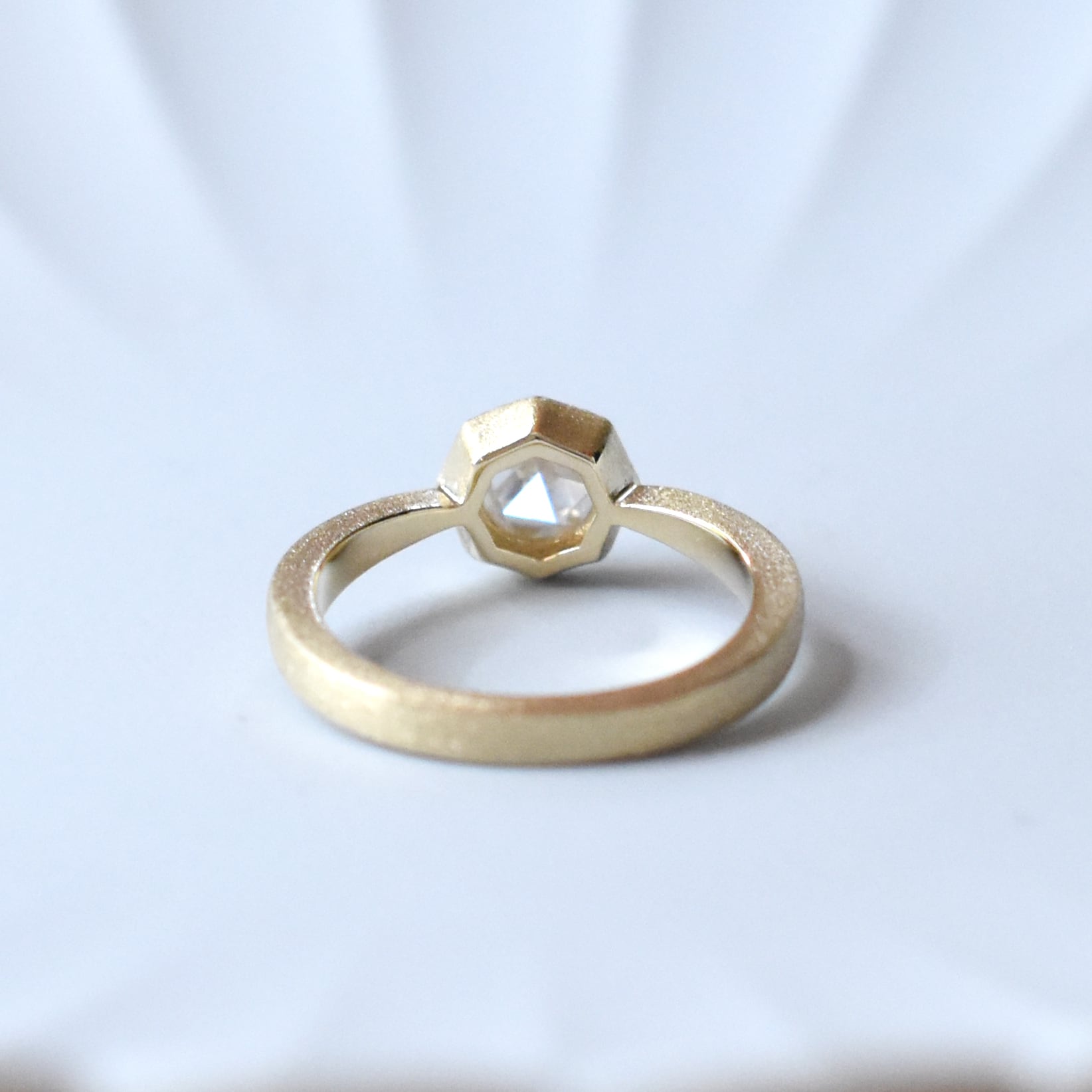 八角リング ローズカット マリッジリング 10K/18K YG/PG/WG 【受注生産