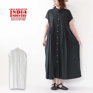 INDIA INDUSTRY [インディアインダストリー] W PIN TUCK SHIRT ONEPIECE [ND-G0072POP] ピンタックシャツワンピース・シャツワンピース・ロングシャツワンピース・ロング丈・コットン・LADY'S [2024SS]