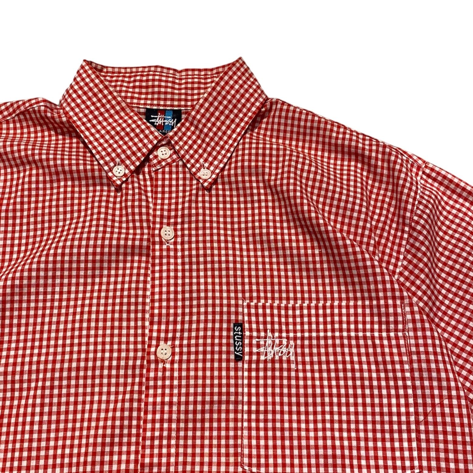 90's USA製 OLD Stussy Gingham Check S/S Shirt L オールド ...