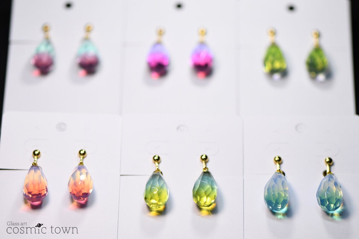 Glass Gem / ガラスの宝石 / イヤリング / ピアス / バイカラー