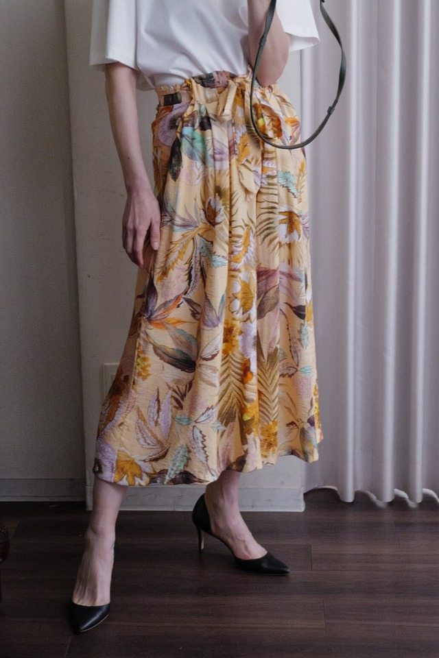 print wide pants yellow