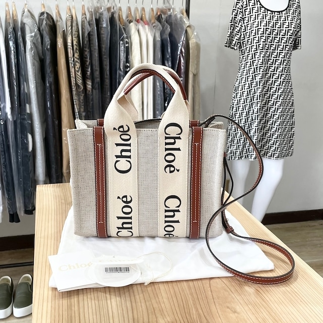 Chloe クロエ woody スモールトートバッグ ストラップ付き
