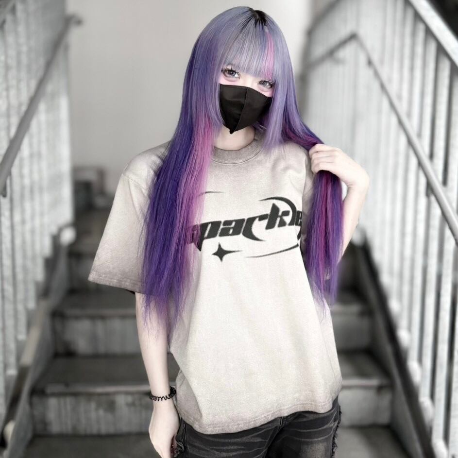 【CANDY SELECT 】スプレー加工テレコTシャツ 235591 カットソー グランジ  トップス ストリート 地雷 サブカル ブランド ユニセックス