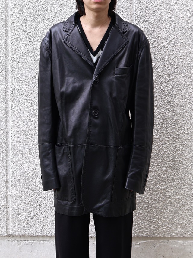 【gianfranco ferre】leather long tailored jacket