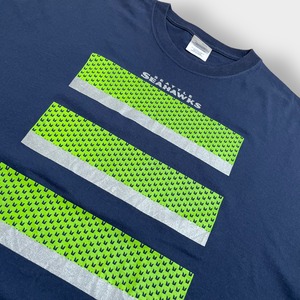 【PORT&COMPANY】NFL シアトル・シーホークス Tシャツ Seattle Seahawks  Tシャツ フットボール アメフト 3XL ビッグシルエット 両面プリント バックプリント 半袖 古着