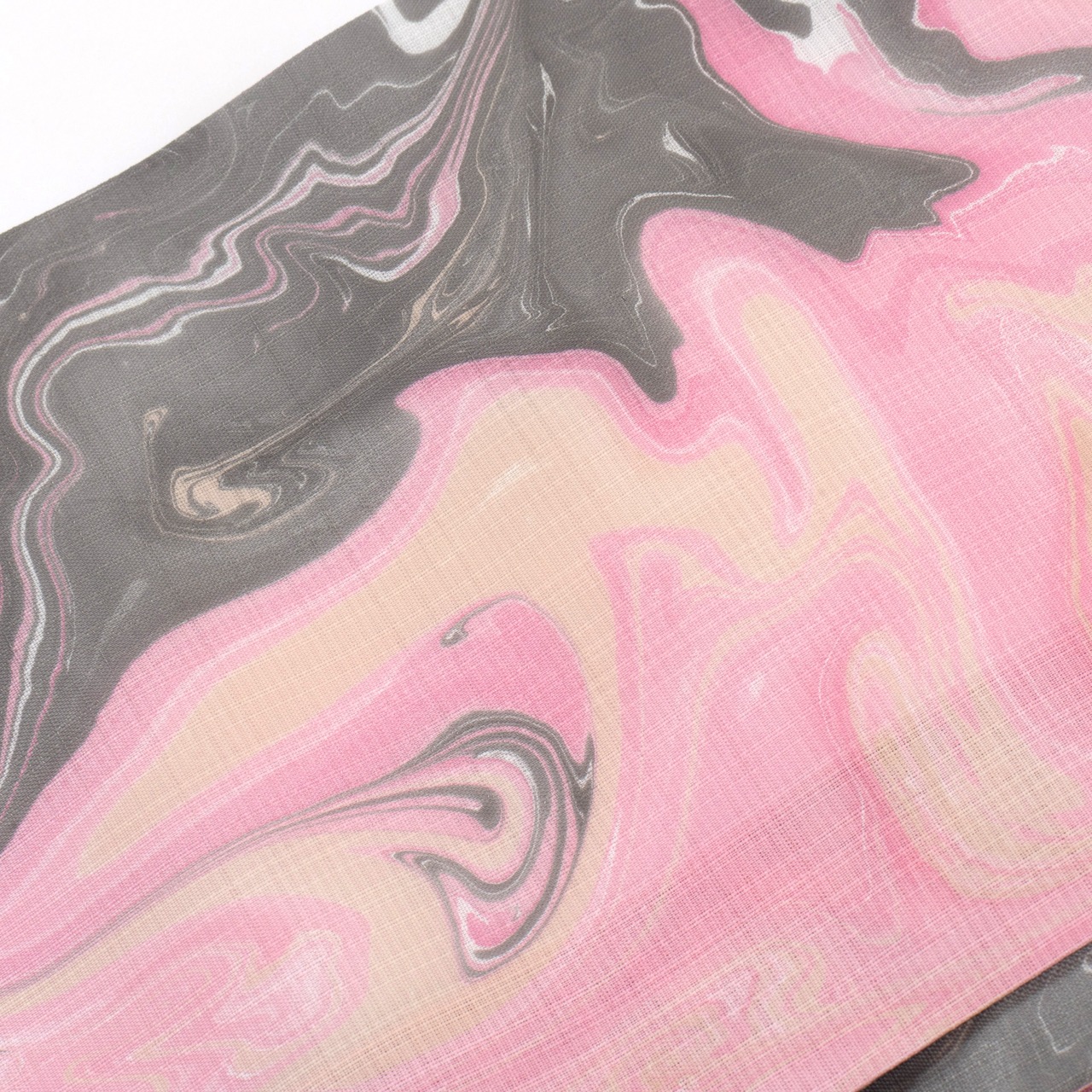 リバーシブル半幅帯 ［バターキャンデーと悪い夢］本墨流し