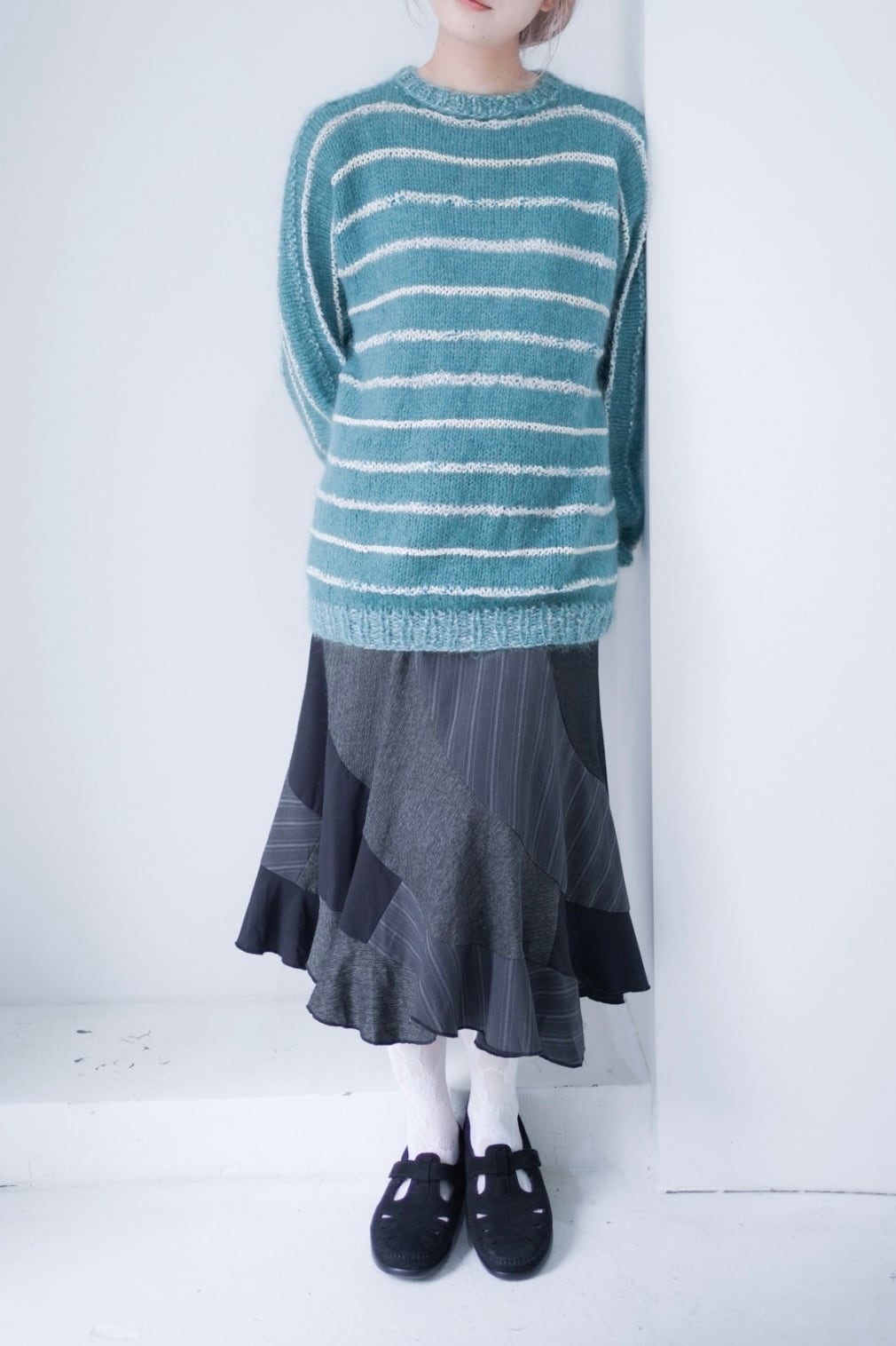 green glitter boarder knit