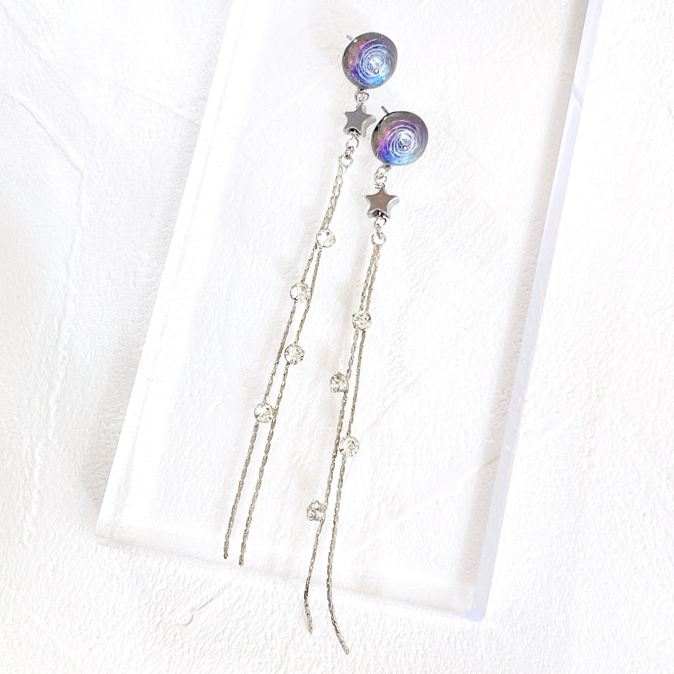 Vortex✧流星の瞬きピアスSilver✧彗星ピアス・宇宙ピアス・ロング