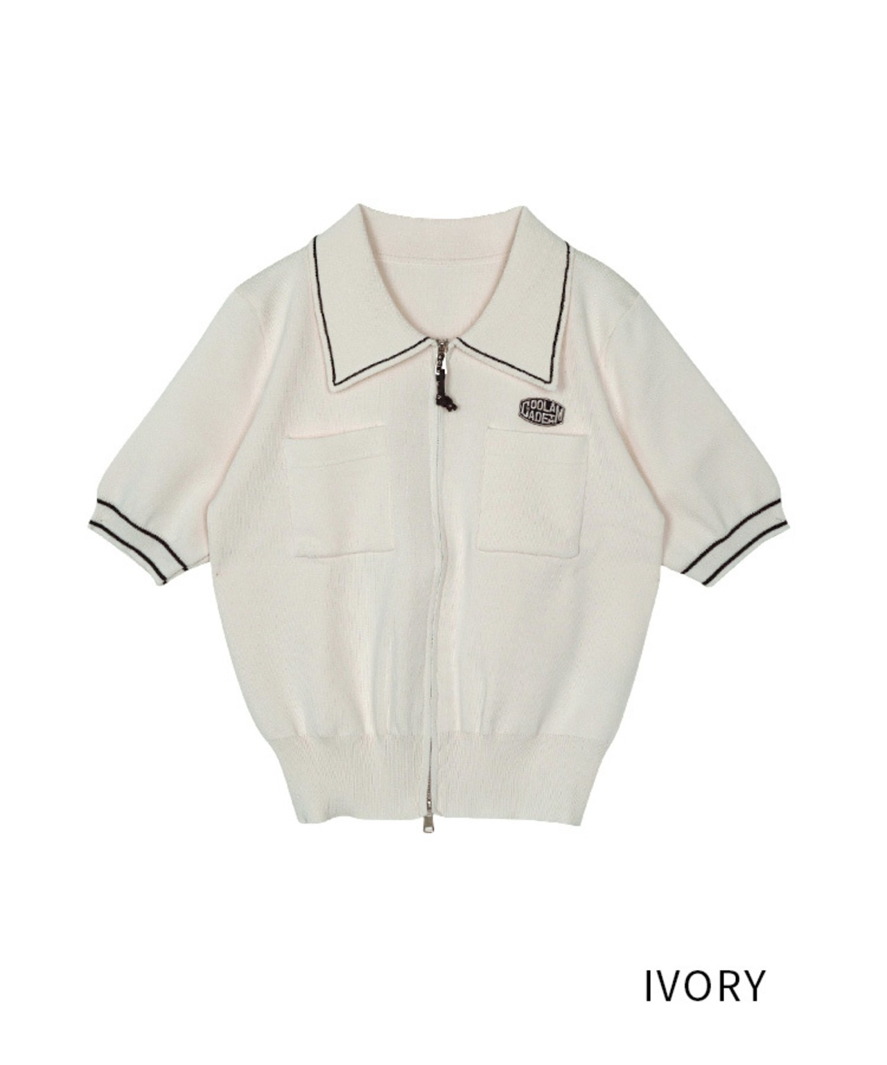 ジップアップポロニットTOPS (IVORY)　CQ-49027