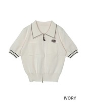 ジップアップポロニットTOPS (IVORY)　CQ-49027