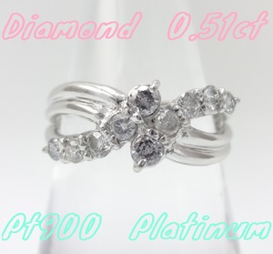 【SOLD OUT】0.51ct　ダイヤモンド　デザインハーフエタニティリング　プラチナ　～0.51ct diamond design half eternity ring platinum～