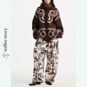 編み影をゆらすブラウンジャカードの羽織譜 《B0062》