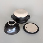 土鍋 ご飯 1合炊 黒陶茶碗付 直火専用 日本製 萬古焼