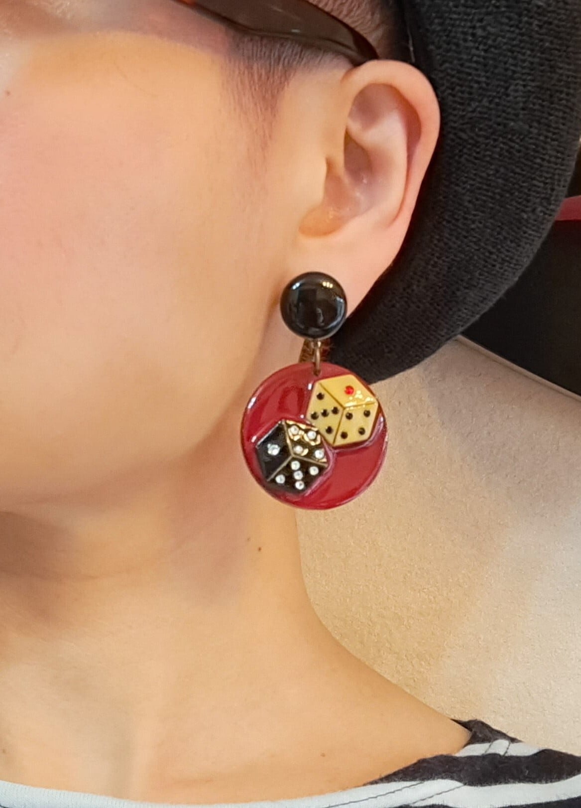 レトロ ツインダイス ピアス・イヤリング 【レッド】Retro Twin Dice