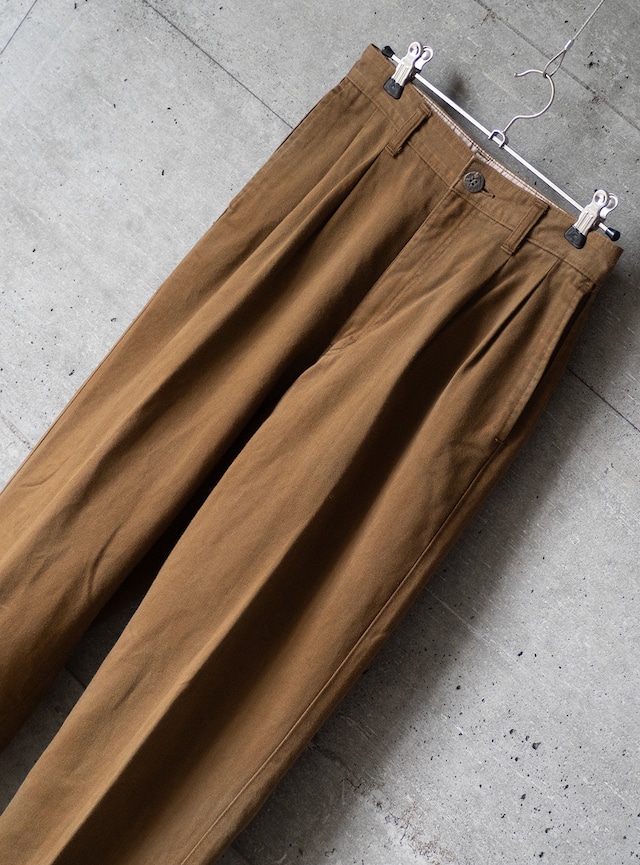 unknown 1990s Brown twill shadow stripe trousers