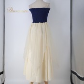 フラダンス 衣装 ワンピース ドレス ネイビー系 アロハスタンダード ALOHA STANDARDS 日本製 ハワイアン アロハ フラ ダンス レッスン 練習 無地 シンプル チュール ホワイト系 紺 白 かわいい おしゃれ 華やか 上品 アイボリー 大人っぽい ネイビー アイボリー 結婚式 お洒落 フェミニン レディース スカート ステージ 発表会 フラダンス衣装