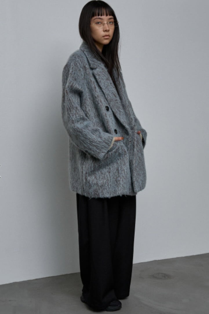 NOMINE shaggy jacket coat シャギー ジャケット コート BlueGray