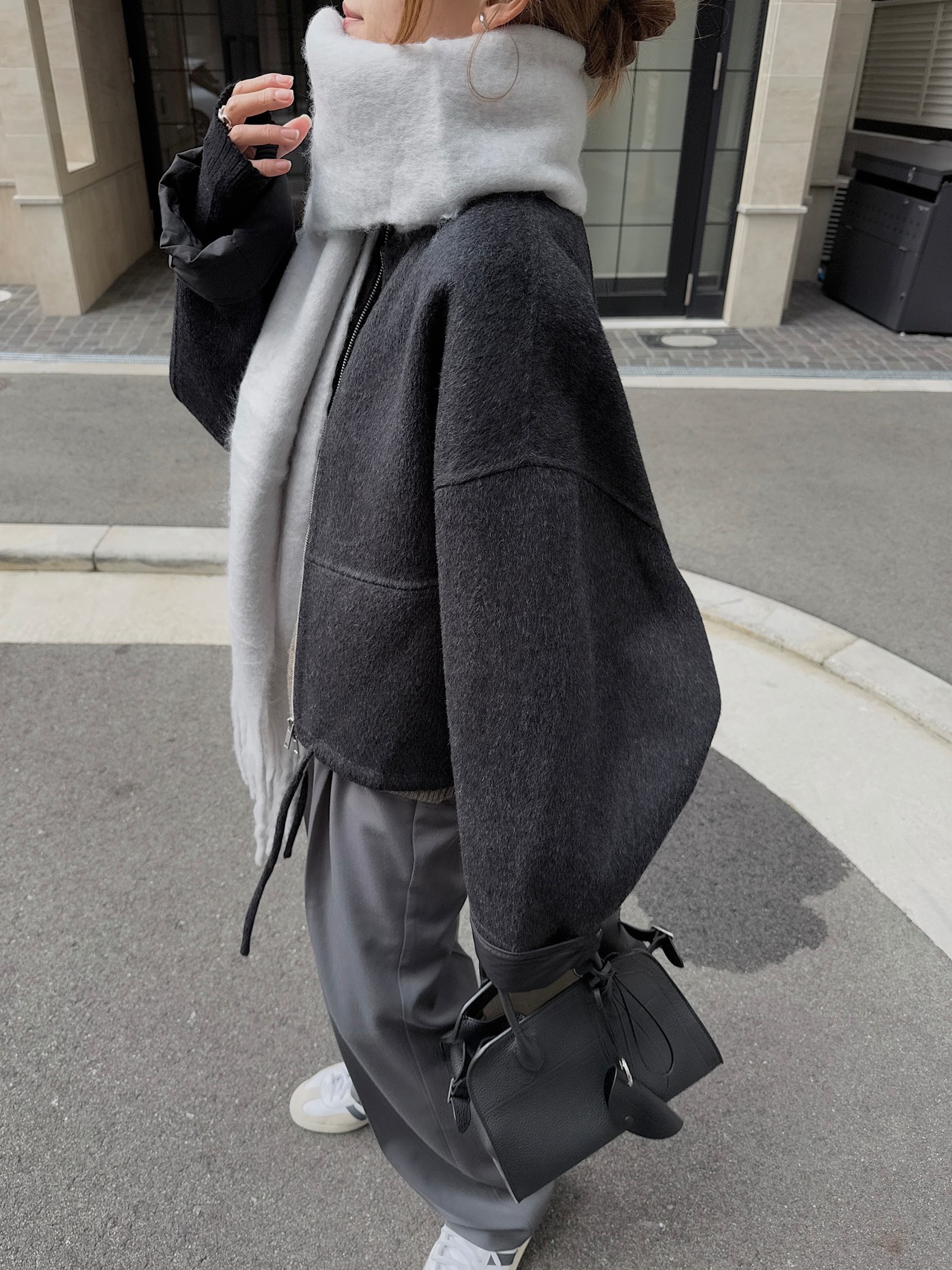 removal hoodie wool volume half coat