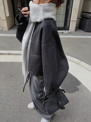 removal hoodie wool volume half coat