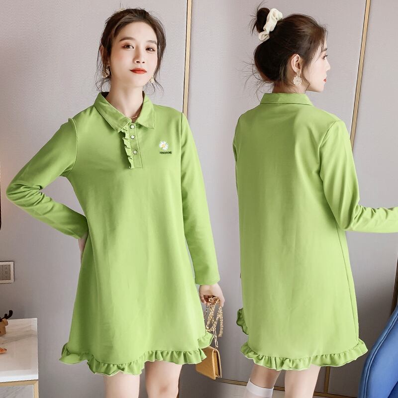 【新作】【送料無料】 2803＃マタニティ服春秋長袖イージーマッチングルーズスタイリッシュドレス妊婦ママドレス ロング スプリング 春物 オータム 秋物 AL expec392535811178