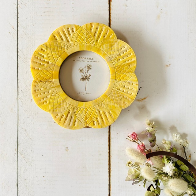 バッファローボーンのフォトフレーム イエロー