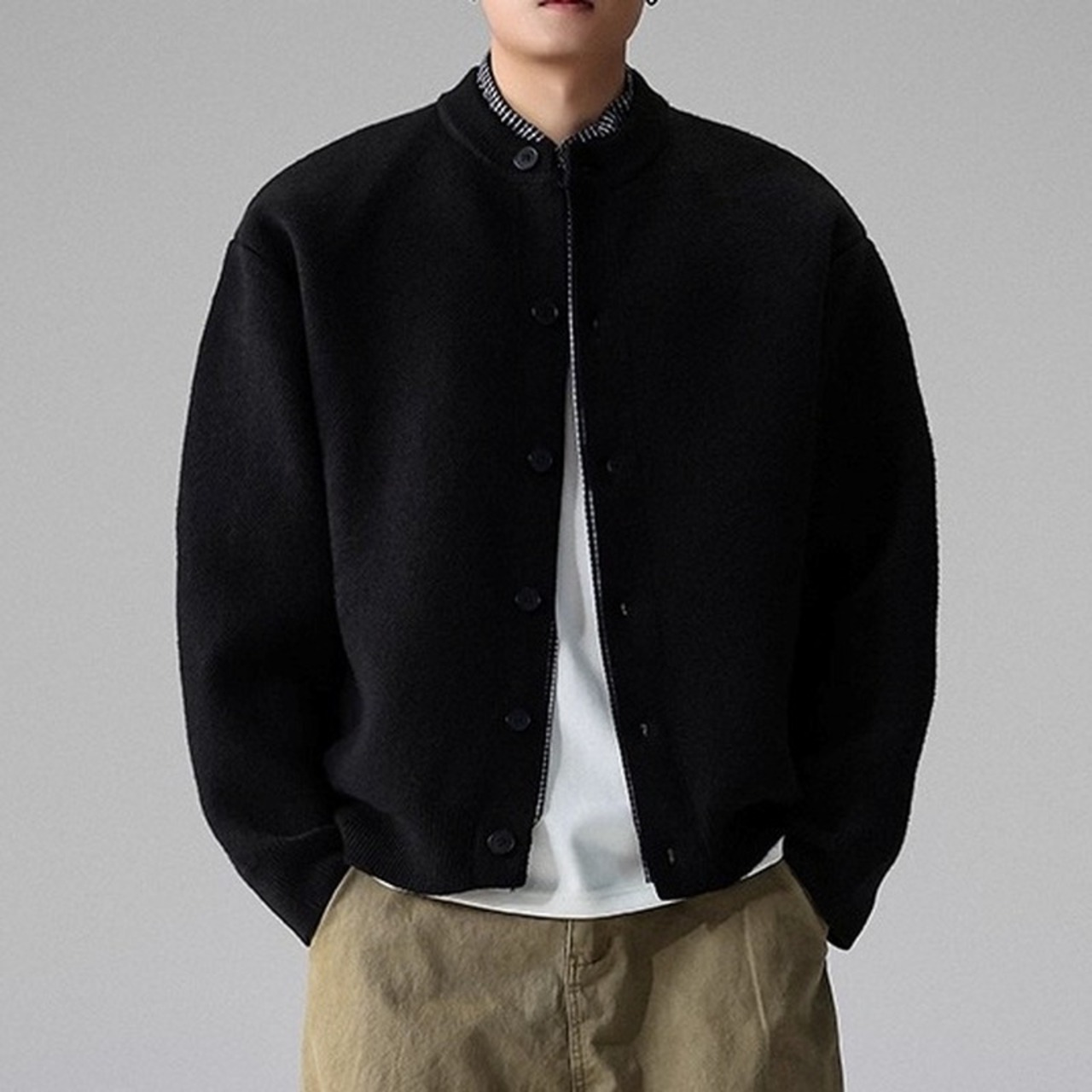 Button Front Hip-Length Knit Cardigan ◇H0967