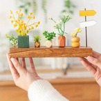 木製 ミニチュアガーデンフィギュア　1セット　オーナメント　卓上飾り　工芸品　プレゼント　置き物　ホームデコ　オブジェ　可愛い　雑貨　癒しグッズ