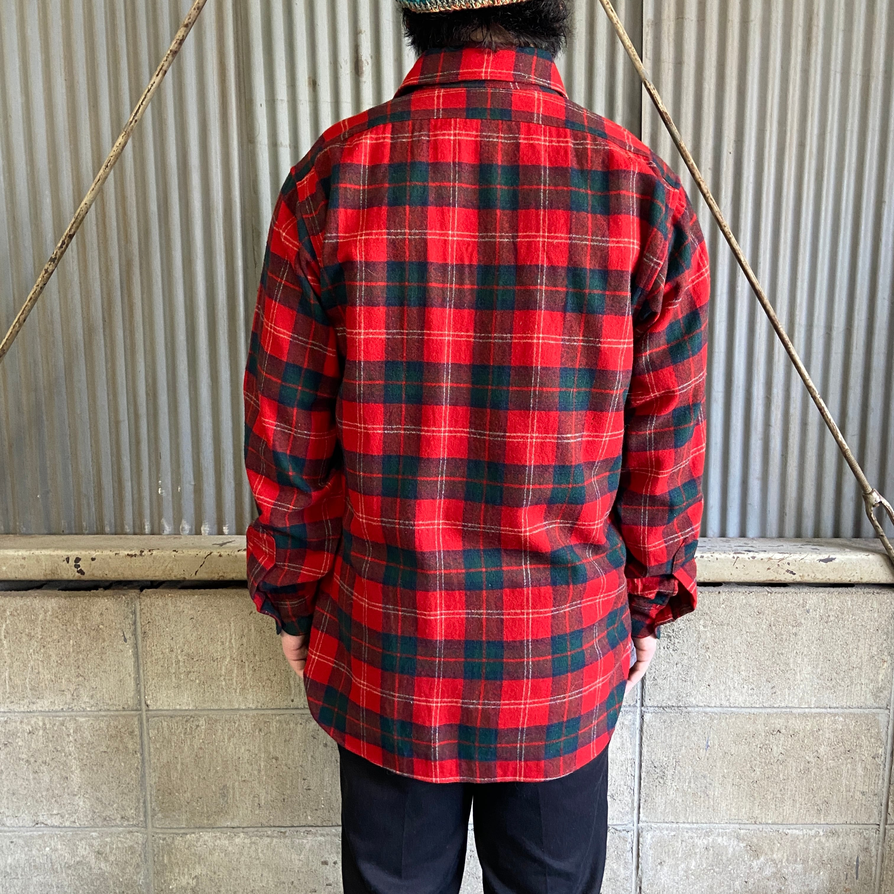 70年代 USA製 PENDLETON ペンドルトン チェック柄 ウール 長袖シャツ 