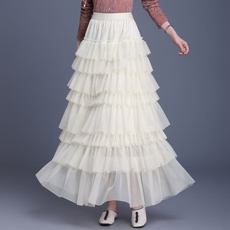 ティアードフレアチュールスカート Me0964