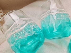 410.オーシャンレジンアート 海のダブルウォールグラス